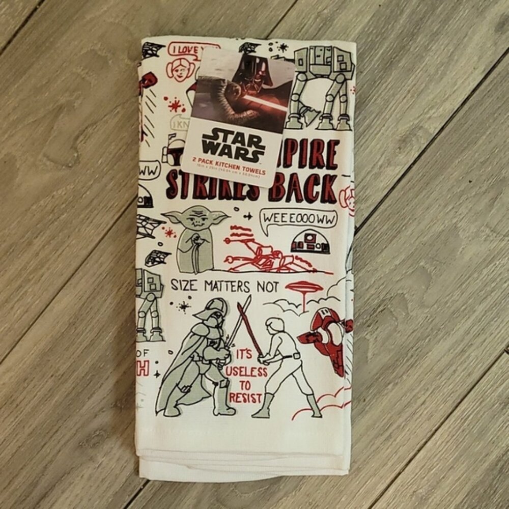 STAR WARS - Empire Strikes Back - 2-Pack Kitchen Towels - Darth, Yoda    NWT
